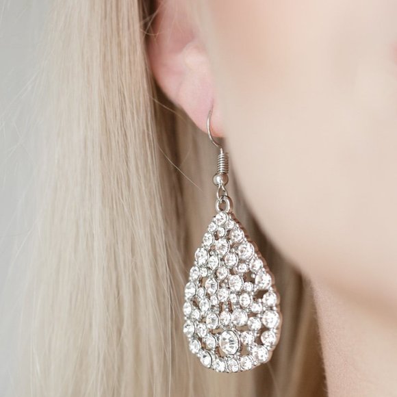 Sparkle Brighter - White Earrings - Picture 2 of 2